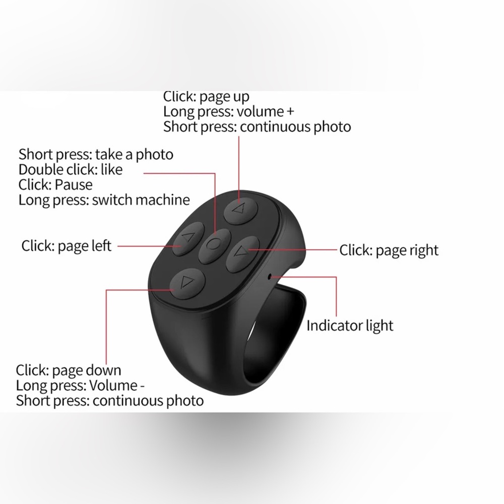 TikTok Control Ring Kindle APP Page Turner Scrolling Ring Bluetooth Self… - Picture 4 of 7